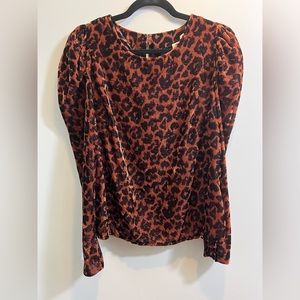 Anthropologie Dolan velvet leopard print blouse